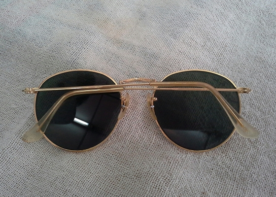 แว่นตาวินเทจราวน์เมทัลตัวบิดา B&amp;L RAY-BAN ROUND METAL GOLD W0603 VVAS 1980s USA รุ่นหายาก!