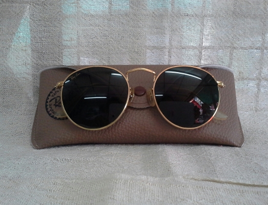 แว่นตาวินเทจราวน์เมทัลตัวบิดา B&amp;L RAY-BAN ROUND METAL GOLD W0603 VVAS 1980s USA รุ่นหายาก!