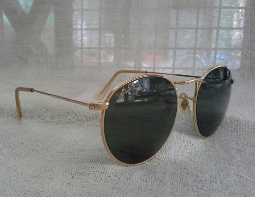 แว่นตาวินเทจราวน์เมทัลตัวบิดา B&amp;L RAY-BAN ROUND METAL GOLD W0603 VVAS 1980s USA รุ่นหายาก!