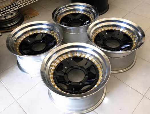 ขายล้อ RAYS POWER VOLK 15x8" ออฟ+2 6 รูกระบะ ดำขอบเงาหมุดทอง