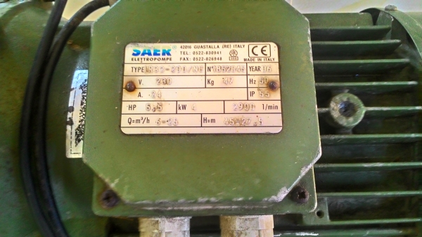 ขายปั๊มหอยโข่ง SAER 2นิ้ว2เฟส220V MADE IN ITALY ขายปั๊มหอยโข่ง SAER 2นิ้ว2เฟส220V MADE IN ITALY