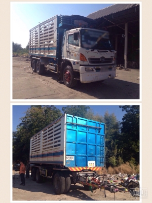 ขายรถพ่วงดัมพ์ Hino เครื่อง 344 แรง ปี 53 กระบะเหล็กสหมิตร ลูก 3 เพลา ทะเบียนพร้อม