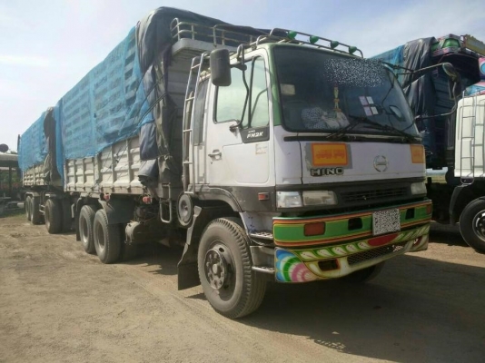 ายรถสิบล้อ hino FM2K สมอเงิน วางเครื่องp11cพ่วงแม่ลูก3เพลา คอกเกษตร ดั้มเหล็ก