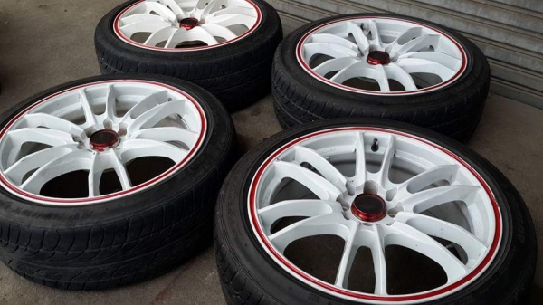 Lenso D08 ขอบ 17 4รู100/114 พร้อมยาง Dunlop