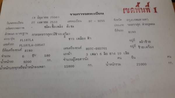 ขอบคุณพี่จากพิษนุโลกและแทคทูแฮนมากคับฮีโน่f18เพลาเดียวยาวพื้นเรียบ6มปี33เครื่องดีเดิมคัทซีดีเกียเดิมเฟืองท้ายดีสภาพโดยรวม80\%ยางดี8เส้นไม่ดี2เส้นทะเบียนพร้อมโอน490000ต่อรองได้to.0814490301ธนภัทรอยุธยา