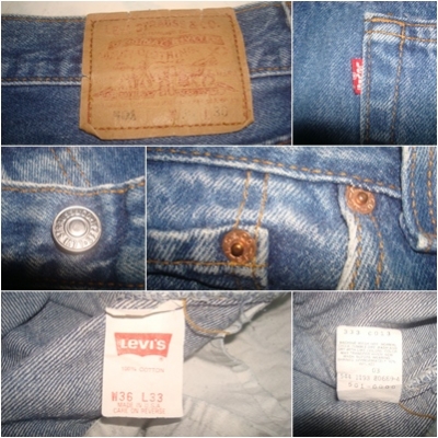 # 8516 # ยีนส์ Levi's 501 ผ้าทราย ของแท้ มือสอง เอว 36 ยาว 29 ตะเข็บสวยๆ made in usa