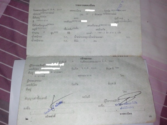 ขาย เล่มทะเบียนโอน honda 400 ราคาถูก