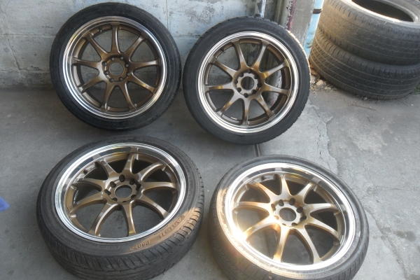 ล้อแม็ก17นิ้ว4รู100/114 พร้อมยาง สวยๆ 4 ล้อ ราคา 6750 บาท