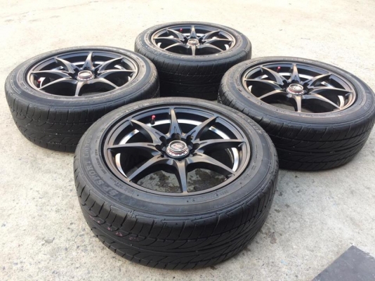 แม็กYachiyodaขอบ15"4รู100&amp;114+ยางDunlop195/55/15 ปี12+11 ยกชุด8,700.฿