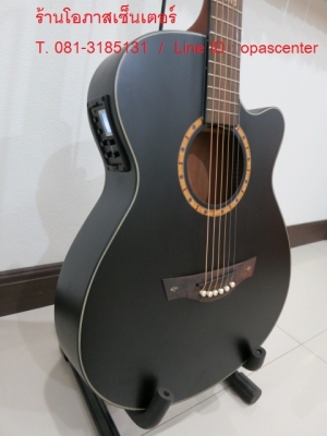 กีต้าร์โปร่งไฟฟ้าตัวบาง Vivid 336E ของใหม่ สีดำด้าน อีคิวจูนเนอร์ในตัว