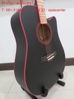 กีต้าร์โปร่งเว้า Composer สีดำ ขัดด้าน สวยมาก ของใหม่ มือหนึ่ง