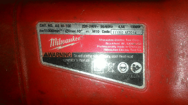 ขายหินเจียร4" Milwaukee 1000W n=11000/min. ขายหินเจียร4" Milwaukee 1000W n=11000/min.