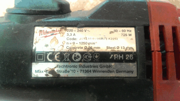 ขายสว่านโรตารี่ Milwaukee 3ระบบ 725W. เดินหน้า-ถอยหลัง.