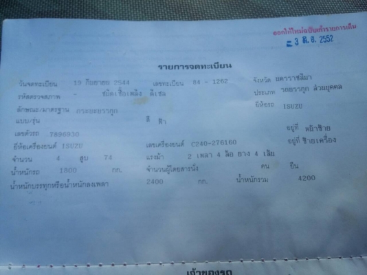 รถสี่ล้อ isuzu TL เครื่องลงเล่ม 74 แรง เครื่องดีไม่มีไอ คันซีสวย รถพร้อมใช้งาน เอกสารเล่มทะเบียนครบ ทะเบียน ม.79