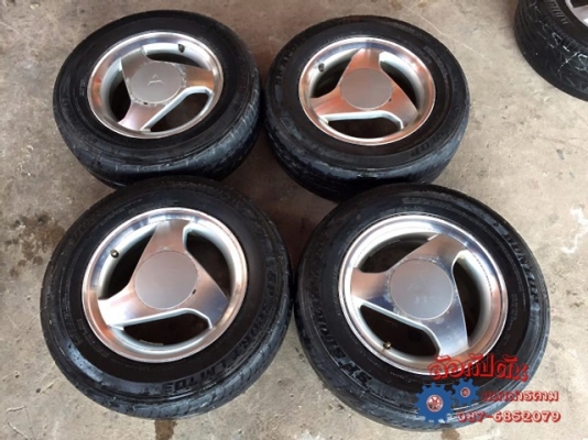ล้อ ขอบ13 4รู100 ไม่คด ไม่ดุ้ง พร้อมยาง Dunlop 175/70R13
