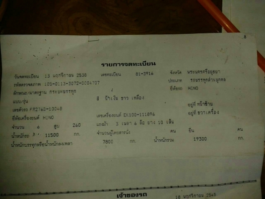 ขาย 12ล้อดั้ม ฮีโน่ FR 276B-EK100-260แรง 2เพาสโลส สภาพดีสวยบางเดิมพร้อมใช้ ทะเบียนพร้อมโอน