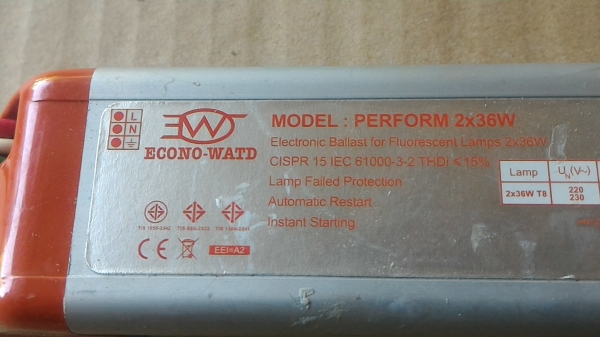 บัลลาสต์อิเล็กทรอนิกส์ ขนาดต่อ 36*2 ต่อหลอดยาวได้ 2 หลอด ไม่ต้องใช้สตาร์เตอร์ต่อ ติดง่าย (มีเยอะ)