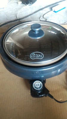 กะทะไฟฟ้าปรับความร้อนได้ ยี่ห้อ Aisai ฝาแก้วใส เคลือบกะทะกันติด