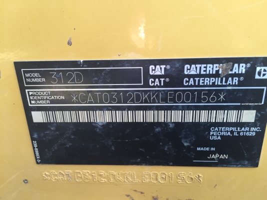 ขายรถแบคโฮ CAT 312D-2 2100 ชม.ราคา 1950000