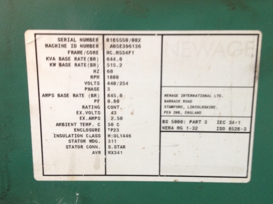 ขานไดร์นาโมปั่นไฟยี่ห้อSTAMFORD, MARATHON 500-600kva เก่าUSA