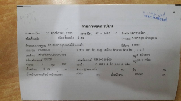 ขาย isuzu. FRR. 190 แรง ดั้ม