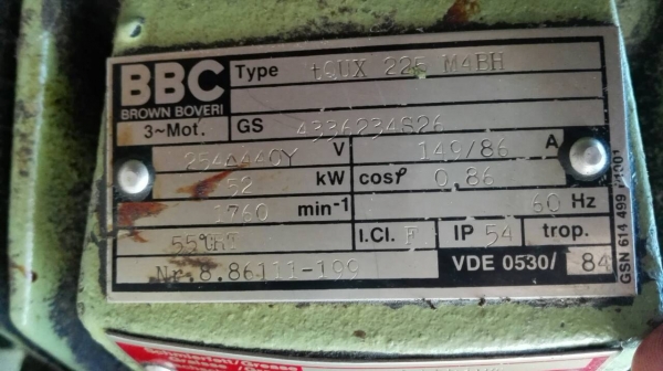 Sell>> มอเตอร์ BBC Germany 60 HP. 1465 RPM. 380V. สภาพใหม่ 95\% วิ่งเงียบ สดนอกพร้อมใช้. Sell>> มอเตอร์ BBC Germany 60 HP. 1465 RPM. 380V. สภาพใหม่ 95\% วิ่งเงียบ สดนอกพร้อมใช้.