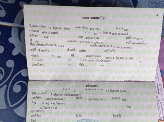 วิบาก Lifan 200 cc