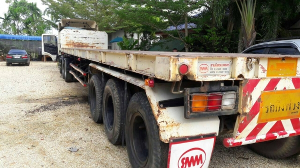 ขายรถบรรทุก 10 ล้อหัวลาก HINO MEGA 251 แรงม้าปี 2553 หางพื้นเรียบ 3 เพลา ราคา 1750000