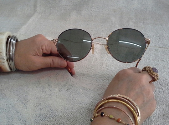 แว่นตาทรงหยดน้ำตัวบิดา HOLLYWOOD Round Metal Tortuga USA