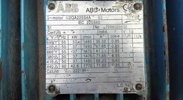 ==== SOLD ==== มอเตอร์ ABB GERMANY 50 HP. 380V. 1475 RPM. สดใหม่วิ่งเงียบพร้อมใช้.