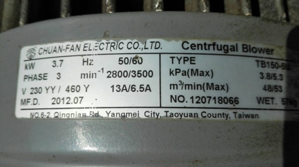 Sell>> โบวเวอร์เสื้ออลูมิเนียม 5 HP. 380V. 2800 RPM. ดูดเป่าอากาศ เป่าเตา เป่าลมร้อน รอบเร็วลมแรง พร้อมใช้งาน