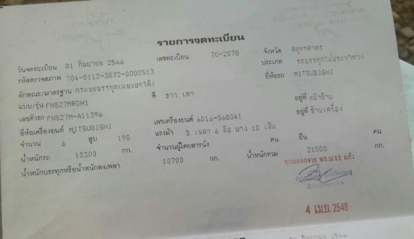 สิบล้อ มิตซู ไอ้หลง FN 527MA 195 ดั้ม 2เพา สโลส 6 เกียร์เดืม สภาพเดิมๆพร้อมใช้งาน เล่มทะเบียนพร้อมโอน สิบล้อ มิตซู ไอ้หลง FN 527MA 195 ดั้ม 2เพา สโลส 6 เกียร์เดืม สภาพเดิมๆพร้อมใช้งาน เล่มทะเบียนพร้อมโอน