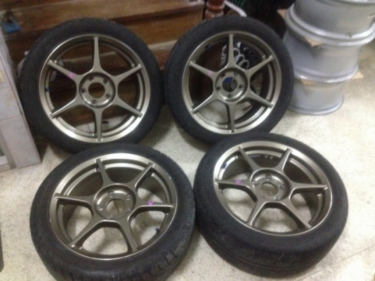 P1 เเท้ 17กว้าง7นิ้วอ๊อฟ43 ทั้ง4วง5รู114 เก่าญี่ปุ่นเเท้สีเดิมๆสวยๆยางติดมาใช้ไม่ได้