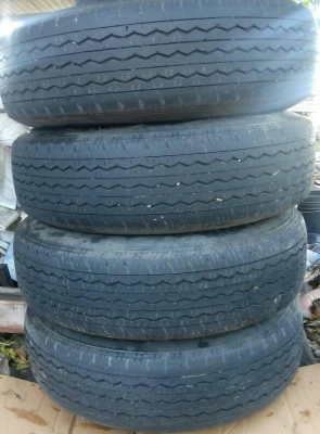 ขายล้อกระทะแท้ติดรถตู้ป้ายแดงพร้อมยาง BRIDGESTONE 195R15C ชุด 4 ล้อ พร้อมใช้งาน