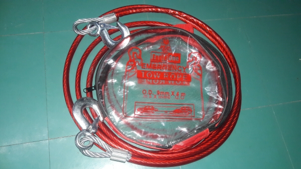 ขายสลิงลากรถขนาด0.9mm.&times;ยาว4เมตร พร้อมหัวนกแก้วทั้ง2ด้าน