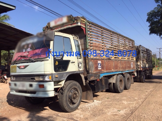 ขายรถพ่วงไม่ดัมพ์ Hino 3M FM3MNKA เครื่อง M10C-240 แรง ปี 36-2 เพลา แม่กะบะไม้ยาว 6.30 เมตร ลูกพนัสยาว 6.40 เมตร