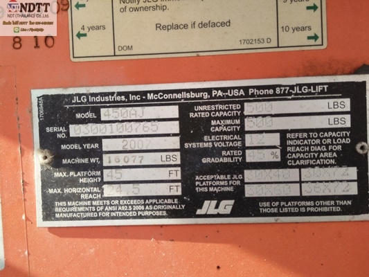 รถกระเช้า สูง 15ม. JLG 450J ปี2006 รถเก่านอกไม่เคยใช้งานในไทยครับ