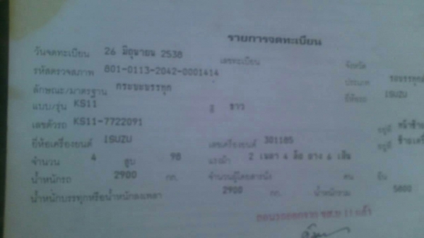 รถอีซุซุ 6 ล้อดั้ม KS11 - เปลื่ยนเครื่อง 100 แรงม้า.  ปี 38.    สนใจติดต่อ  081 - 6079515