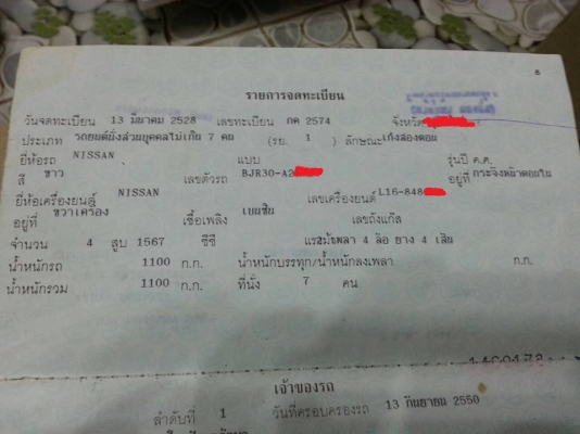 ขานเล่มทะเบียน NISSAN SKYLINE R30