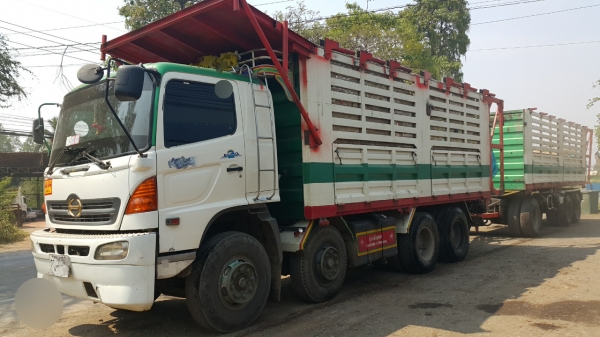 ขายรถพ่วง 24 ล้อ แม่-ลูก กระบะเหล็กคอกเกษตรดั้ม HINO 320 ปี.47 ราคา.2080000 ต่อรอง