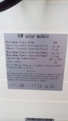ขายแผงโซล่าเซลล์18โวลล์40วัตร2.4แอมป์