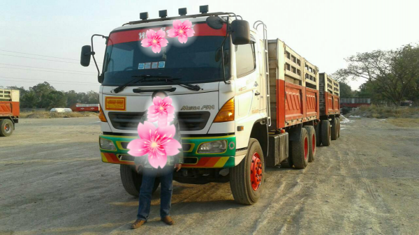 ขายรถบรรทุก 22 ล้อพ่วงแม่ลูกรั้วไม่ดัมพ์ HINO MEGA 320 แรงม้าปี 2551 ลูกพ่วงสามมิตร 3 เพลา ราคา 1880000