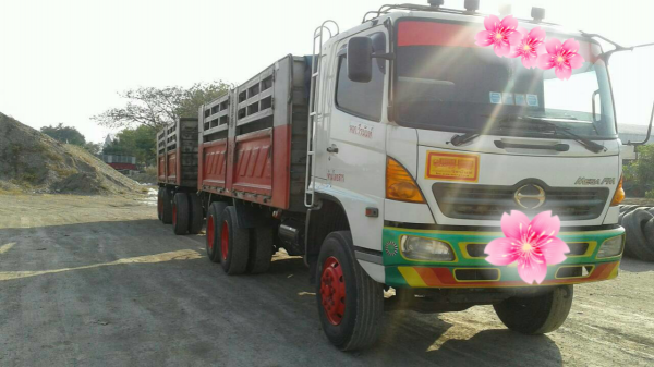 ขายรถบรรทุก 22 ล้อพ่วงแม่ลูกรั้วไม่ดัมพ์ HINO MEGA 320 แรงม้าปี 2551 ลูกพ่วงสามมิตร 3 เพลา ราคา 1880000