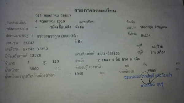 รถอีซุซุ 6 ล้อดั้ม 100 แรงม้า.  ปี 2519. ( รถประกอบ. )   สนใจติดต่อ  081 - 6079515