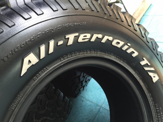 ดูตัวอย่าง ขาย ยางBF all terrain 285/75/16 (33") ดอกเต็ม สะพานยางยังอยู่ ไม่เคยปะ