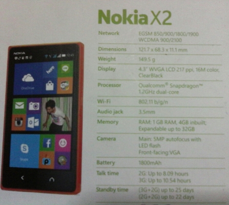 nokia x2 สีส้ม จอ4.3 แอดดรอย nokia x2 สีส้ม จอ4.3 แอดดรอย