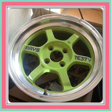 ขายแม็กซ์เดิมมือ2 TE37 สีเขียวขอบเงา ขอบ15 กว้าง 7ราคา 7900 บาทถูก