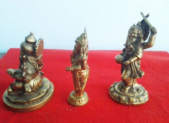 พระพิฆเนศ 3 องค์ ปล่อยรวมครับ เนื้อทองเหลืองเก่า