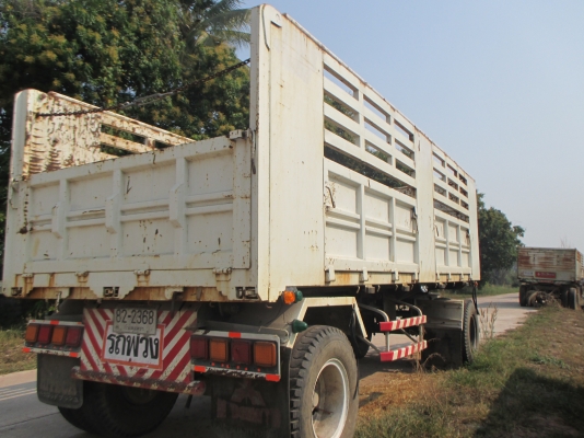 หางพ่วง 2 เพลา ดั้ม มีข้างเสริม SMM สีขาว