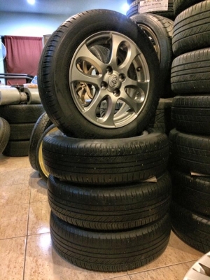 แม็ก+ยางเดิมToyota(รุ่นพิเศษ_ฉลอง50ปี) ขอบ15"4รู100 พร้อมยางปี12 ดอกเยอะ ยกชุด4,500.฿